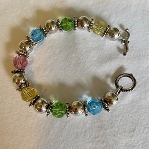 Silver and Pastel Beaded Bracelet